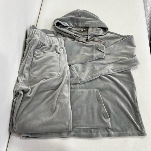 Loft Set Gray Velour Hoodie and Joggers Pants Size XS Loose Fit Loungewear - Picture 2 of 10